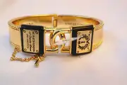 New Brighton My Flat In London Love Locked Gold Key Charm Hinged Bangle Bracelet