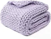 YnM Chunky Throw Blanket, Medium-Weight, Hand Knitted, Skin Friendly, Ventilated and Breathable, Machine Washable, Home Décor Piece for Couch, Sofa and Bed (Iris Lavender, 40x50 Inch)