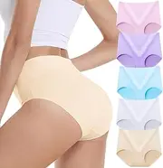 [VZGZIL] Underwear Womens, Cotton Tummy Control Knickers Women Hipster Panties, High Waisted Underwear for Women, Soft Breathable Womens Underpants Cosy Stretch Ladies Full Briefs, Multipack of 5, Light