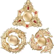 3 Pieces Dragon Fidgets Spinner Metal Fidgets Spinners Focus Toy Cool Fingertip Spinners Metal Fidget Toys Finger Spinner Toys for Teens Adults Anxiety Stress Relief Party Favors Gift (Gold)