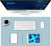 K KNODEL Leather Desk Mat, Office Desk Pad, Large Mouse Pad, Keyboard Pad, Computer and Laptop Mat for Desk, Desk Protector, Desktop Mat for Writing, Desk Blotter and Cover (60x35cm, Light Blue)