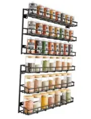2pcs Wall Spice Rack for Kitchen, 3 Tier Pantry Door Spice Rack 2 Pack Black