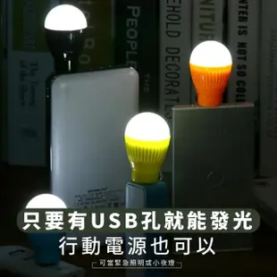 【居家照明】USB燈泡造型LED燈2入(白光 桌燈 夜燈 床頭燈 造型燈 燈飾 露營 讀書 照明)