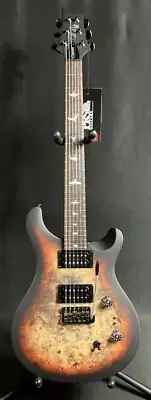 PRS SE Custom 24-08 "Exotic" Poplar Burl Electric Guitar Charcoal Cherry (718)