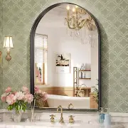 24" X 36" Arch Mirror for Bathroom, Black Arched Wall Mirror, Vanity Mirror Blac