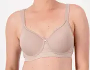 Breezies Floral Stripe Seamless Wirefree T-Shirt Bra, Mink 38DD A478505