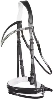 Grayson Classic Leather Ergonomic Snaffle Dressage Bridle with Detachable Flash