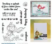 Mermaid Stamps, Birthday, Celebrate, I Miss You, Waves, Clam Shells, Underwater