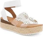 [Yoki] MALLEN-03Y Girls Wedge Sandals with Floral Details, Girls Platform Sandals