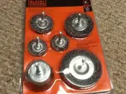 NEW Black+Decker 6-PCS WIRE WHEEL & CUP BRUSH SET- FREE SHIPPING