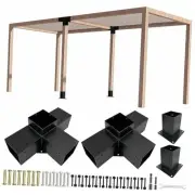 4-Way Pergola Bracket Kit,4-Way Right Angle Corner & Concrete Post Base DIY