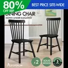 ALFORDSON 2x Dining Chairs Kitchen Lounge Cafe Retro Solid Wood Modern Black