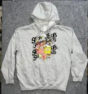 SpongeBob Squarepants Hoodie Youth XL (15-17) Gray Pullover Sweatshirt *New
