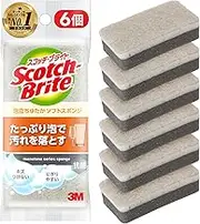 (Amazon.co.jp Exclusive) WS-77KGY-6P 3M Sponge Dishwashing Kitchen Scratch Resistant Antibacterial Foaming Yutaka Gray Pack of 6