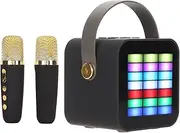 Mini Karaoke Machine Set, Wireless Bluetooth Speaker with 2 Microphones for Phones Tablets, Handheld Karaoke Mics with LED Effects for Home Party Birthday, Gifts
