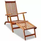 Outdoor Deck Chair with Footrest Solid Acacia Wood vidaXL