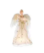 16" UL 10-Light Ivory and Gold Angel Treetop UL2170 w