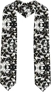 [VPPUR] Fashion Modern Black White Gold Triangle Print Unisex Adult Graduation Stole Class Of 2024 Shawl Stole Class
