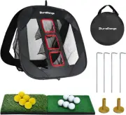 Pop-up Golf Chipping Net with Dual Turf Hitting Mat, 6 Driving Range