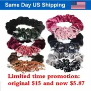 Women Fashion Scrunchies Elastic Hair Band Tie Beads Ponytail Hairband String