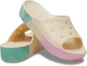 Crocs WOMEN Sandals Classic Platform Ombre Marble Slide Vanilla Multi Sz W 9 NIP