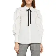 BCBGMaxAzria Ruffle Sleeve White Blouse Shirt