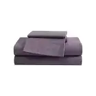 EB Peached Percale 4 Piece Plum Grey Cotton Full Sheet Set