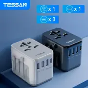 Universal Travel Adapter with USB Port and Type C, Worldwide Power Adapter EU/UK