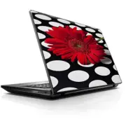 Laptop Notebook Universal Skin Decal Fits 13.3" to 16" / Red Flower on Polka Do