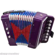 Great Gift Accordion Purple 7 Button 2 Bass Kid Music Instrument *Special*