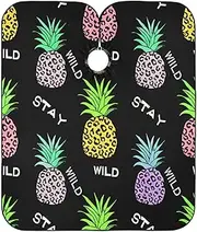 Pineapple Leopard Print Black Haircut Cape Styling Cape Waterproof, Home Barber Cape 64.9 In x 55.1 In, Pineapple Leopard Print Black