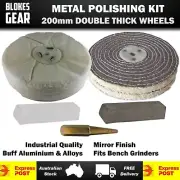 200mm Aluminium Polishing Kit for Bench Grinder Thick Buffs Compounds & Spindle