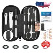7-Piece Solingen Manicure Set with Real Leather Case - Travel-Friendly Elegance