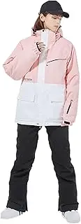 [iBSTETES] Women's Ski Wear, Jacket, Hooded, Snowboard Wear, Ski Jacket, Cold Protection, Snowwear, Playing in the Snow, Sportswear, Pink jacket x black pants, レディースサイズ
