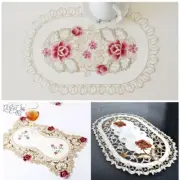 White Embroidered Lace Tablecloth Floral Table Runner Doily Wedding Party Decor