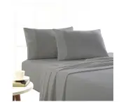 Park Avenue Split King Bed Flannelette Fitted Sheet Set 175GSM Egypt Cotton Ash