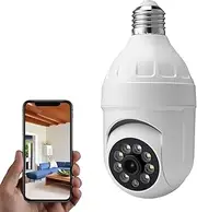 Light Bulb Security Camera 1080P, PTZ WiFi 360 Degree E27 Panoramic IP Camera,Outdoor Indoor 360 PTZ Bulb Security Camera Night Vision, Motion Detection,WiFi, APP Access (White)