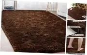 Modern Soft Fluffy Small Shaggy Rug for Bedroom Livingroom 7 x 10 Feet Brown