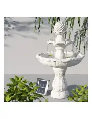 [Gardeon] Solar Water Feature 3-Tier Fountain with Pump Kit Bird Bath 93CM Ivory