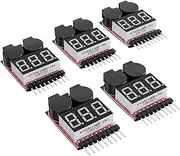 5PCS 2 In1 1-8S Lipo Battery Voltage Tester, RC Low Voltage Buzzer Alarm, Battery Monitor Checker Tester for Lipo/Li-Ion