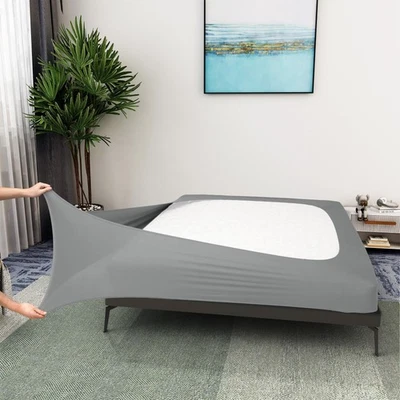 Full Size Jersey Knit Bed Skirt - Light Gray Wrap Around 4 Sides