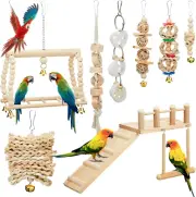 10 Pcs Parrot Swing Toys Bird Perches Platform Climbing Ladder Chewing Standing