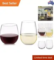 Stemless Wine Glasses Set of 12, Dishwasher Safe Red and White Wine Glass Set...