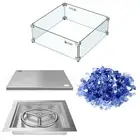 Skyflame 12 inch Square Stainless Steel Drop in Fire Pit Burner Pan with Burn...