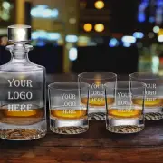 Custom Whiskey Decanter Set 850ml with Four 9oz Round Glasses and Gift Box