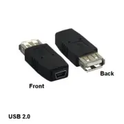 USB 2.0 Type A Female to Type Mini B 5Pin Female Extender Adapter Camera PDA MP3