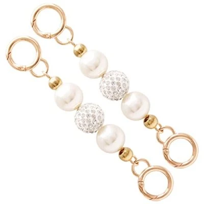 Piutouyar Pearl Purse Chain Extenders, Beaded Purse Strap Bag Pearl silver