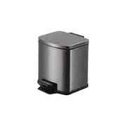Foot Pedal Tungsten Steel Rubbish Bin Garbage Waste Trash Can Square 9L Black Titanium