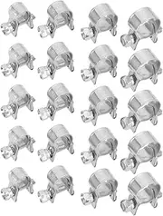 20Pcs Hose Clamp Set 304 Stainless Steel Hose Clamp Fuel Hose Clamps Pipe Clips Mini Pipe Clamp for Automotive Industrial Marine (6-8mm, 8-10mm, 10-12mm, 12-14mm)