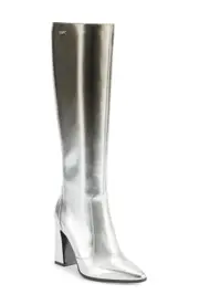 DKNY Soryn Block Heel Knee High Boot in Pewter/Silver at Nordstrom, Size 7